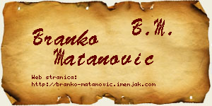 Branko Matanović vizit kartica